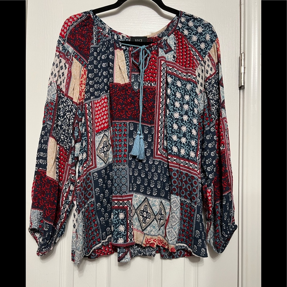 All Patterned Up Patchwork Blouse - image 4